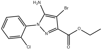 5-Amino-4-bromo-1-(2-chloro-phenyl)-1H-pyrazole-3-carboxylic acid ethyl ester Struktur