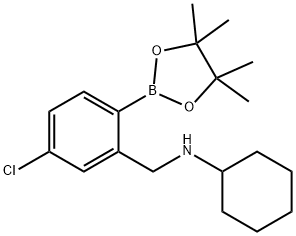 N-{[5-chloro-2-(tetramethyl-1,3,2-dioxaborolan-2-yl)phenyl]methyl}cyclohexanamine Struktur