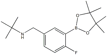 tert-Butyl({[4-fluoro-3-(tetramethyl-1,3,2-dioxaborolan-2-yl)phenyl]methyl})amine Struktur