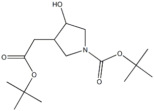 tert-butyl 3-((tert-butoxycarbonyl)Methyl)-4-hydroxypyrrolidine-1-carboxylate Struktur