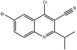 6-BROMO-4-CHLORO-2-ISOPROPYL-QUINOLINE-3-CARBONITRILE Struktur