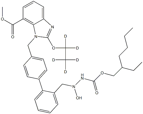 N-[ 2-Ethoxy-d5-1-[[2'-[(hydroxyaMino)Methyl][1,1'-biphenyl]-4-yl]Methyl]-1H-benziMidazole-7-carboxylic Acid Methyl Ester]carbaMic Acid 2-Ethylhexyl Ester Struktur