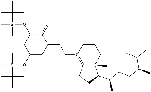 ((1R,3S,E)-5-((E)-2-((1R,3aS,7aR)-1-((2R,5S)-5,6-diMethylheptan-2-yl)-7a-Methyldihydro-1H-inden-4(2H,5H,6H,7H,7aH)-ylidene)ethylidene)-4-Methylenecyclohexane-1,3-diyl)bis(oxy)bis(tert-butyldiMethylsilane) Struktur