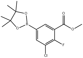 Methyl 3-chloro-2-fluoro-5-(4,4,5,5-tetramethyl-1,3,2-dioxaborolan-2-yl)benzoate Struktur