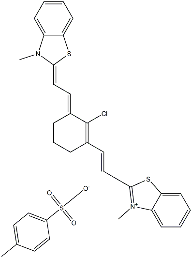 2-[2-[2-Chloro-3-[2-(3-methyl-3H-benzthiazol-2-ylidene)-ethylidene]-1-cyclohexen-1-yl]ethenyl]-3-methyl-benzthiazolium 4'-toluensulfonate Struktur