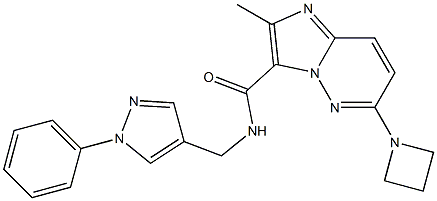 6-(azetidin-1-yl)-2-Methyl-N-((1-phenyl-1H-pyrazol-4-yl)Methyl)iMidazo[1,2-b]pyridazine-3-carboxaMide Struktur