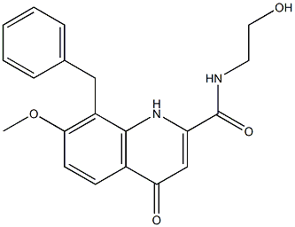 8-benzyl-N-(2-hydroxyethyl)-7-Methoxy-4-oxo-1,4-dihydroquinoline-2-carboxaMide Struktur