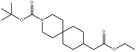 tert-butyl 9-(2-ethoxy-2-oxoethyl)-3-azaspiro[5.5]undecane-3-carboxylate Struktur