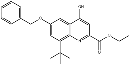 ethyl-6-(benzyloxy)-8-tert-butyl-4-hydroxyquinoline-2-carboxylate Struktur