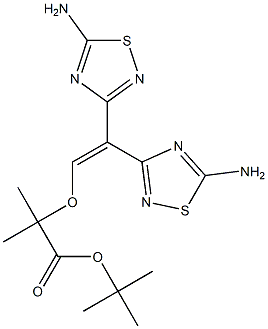 2-[2,2-Bis-(5-aMino-[1,2,4]thiadiazol-3-yl)-vinyloxy]-2-Methyl-propionic acid tert-butyl ester Struktur