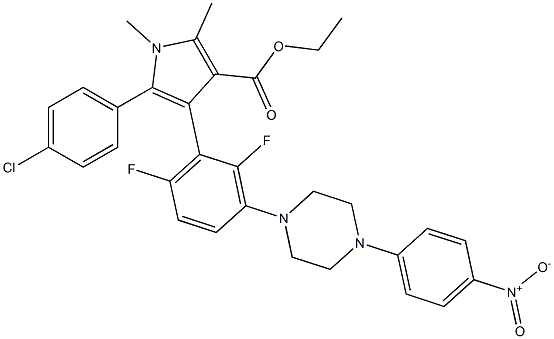 5-(4-Chloro-phenyl)-4-{2,6-difluoro-3-[4-(4-nitro-phenyl)-piperazin-1-yl]-phenyl}-1,2-diMethyl-1H-pyrrole-3-carboxylic acid ethyl ester Struktur