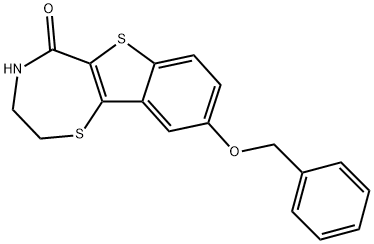 3,4-Dihydro-9-benzyloxy-[1]benzothieno[2,3-f]-1,4-thiazepin-5(2H)-one Struktur