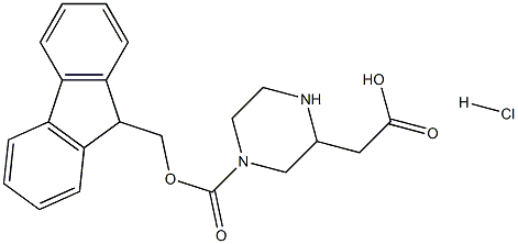 2-(4-(((9H-fluoren-9-yl)Methoxy)carbonyl)piperazin-2-yl)acetic acid hydrochloride Struktur