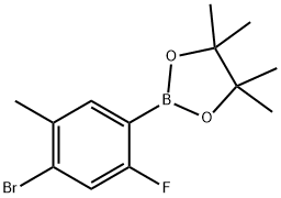 2-(4-Bromo-2-fluoro-5-methylphenyl)-4,4,5,5-tetramethyl-1,3,2-dioxaborolane Struktur