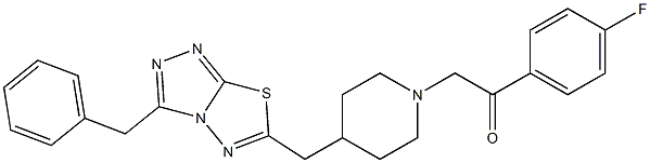 2-(4-((3-benzyl-[1,2,4]triazolo[3,4-b][1,3,4]thiadiazol-6-yl)Methyl)piperidin-1-yl)-1-(4-fluorophenyl)ethanone Struktur