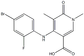 4-((4-broMo-2-fluorophenyl)aMino)-1,5-diMethyl-6-oxo-1,6-dihydropyridine-3-carboxylic acid Struktur