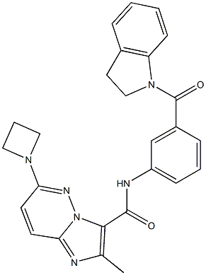 6-(azetidin-1-yl)-N-(3-(indoline-1-carbonyl)phenyl)-2-MethyliMidazo[1,2-b]pyridazine-3-carboxaMide Struktur