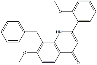 8-benzyl-7-Methoxy-2-(2-Methoxyphenyl)quinolin-4(1H)-one Struktur