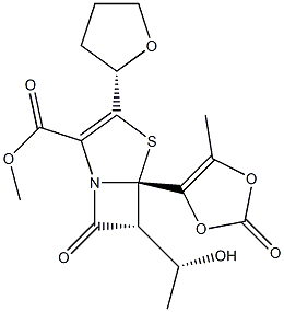 (5S,6R)-(5-Methyl-2-oxo-1,3-dioxol-4-yl)Methyl 6-((S)-1-hydroxyethyl)-7-oxo-3-((R)-tetrahydrofuran-2-yl)-4-thia-1-azabicyclo[3.2.0]hept-2-ene-2-carboxylate Struktur