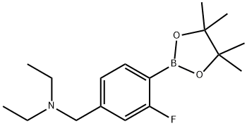 N-(3-Fluoro-4-(4,4,5,5-tetramethyl-1,3,2-dioxaborolan-2-yl)benzyl)diethylamine Struktur