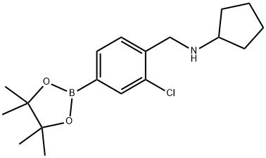 N-{[2-Chloro-4-(tetramethyl-1,3,2-dioxaborolan-2-yl)phenyl]methyl}cyclopentanamine Struktur