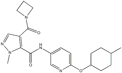 4-(azetidine-1-carbonyl)-1-Methyl-N-(6-(((1r,4r)-4-Methylcyclohexyl)oxy)pyridin-3-yl)-1H-pyrazole-5-carboxaMide Struktur