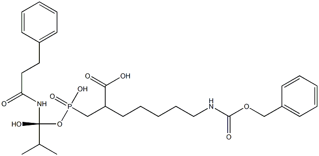 7-(((benzyloxy)carbonyl)aMino)-2-((hydroxy((R)-2-Methyl-1-(3-phenylpropanaMido)propyl)phosphoryl)Methyl)heptanoic acid Struktur