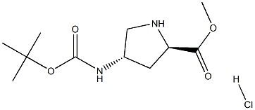 (2R,4S)-4-BOC-aMino Pyrrolidine-2-carboxylic acid Methylester-HCl Struktur