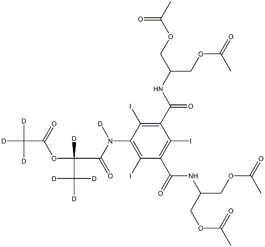 N1,N3-Bis[2-(acetyloxy)-1-[(acetyloxy)Methyl]ethyl]-5-[[(2S)-2-(acetyloxy)-1-oxopropyl]aMino]-2,4,6-triiodo-1,3-benzenedicarboxaMide-d8 Struktur