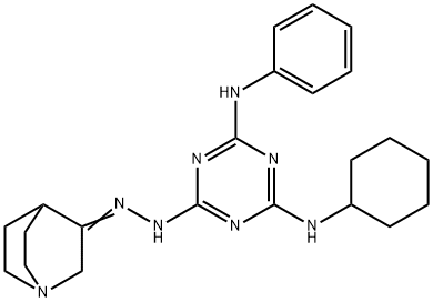 (Z)-N2-cyclohexyl-N4-phenyl-6-(2-(quinuclidin-3-ylidene)hydrazinyl)-1,3,5-triazine-2,4-diaMine Struktur