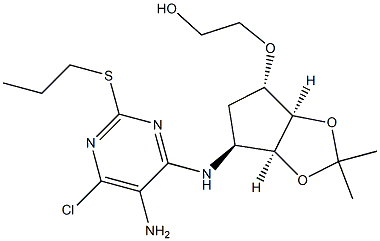 2-(((3aR,4S,6S,6aS)-6-((5-aMino-6-chloro-2-(propylthio)pyriMidin-4-yl)aMino)-2,2-diMethyltetrahydro-3aH-cyclopenta[d][1,3]dioxol-4-yl)oxy)ethanol Struktur