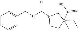 1-benzyl 3-ethyl 3-Methylpyrrolidine-1,3-dicarboxylate Struktur