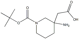 2-(3-aMino-1-(tert-butoxycarbonyl)piperidin-3-yl)acetic acid Struktur