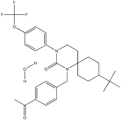 1-(4-acetylbenzyl)-9-(tert-butyl)-3-(4-(trifluoroMethoxy)phenyl)-1,3-diazaspiro[5.5]undecan-2-one hydrate Struktur