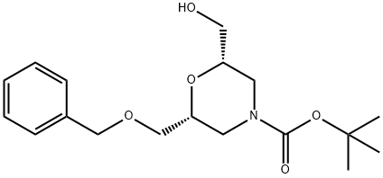 (2R,6S)-tert-butyl2-(benzyloxyMethyl)-6-(hydroxyMethyl)Morpholine-4-carboxylate Struktur