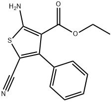 Ethyl 2-aMino-5-cyano-4-phenylthiophene-3-carboxylate, 97% Struktur