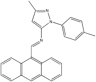 Anthracen-9-ylMethylene-(5-Methyl-2-p-tolyl-2H-pyrazol-3-yl)-aMine Struktur