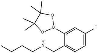 N-(4-Fluoro-2-(4,4,5,5-tetramethyl-1,3,2-dioxaborolan-2-yl)benzyl)butan-1-amine Struktur