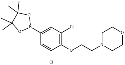 4-{2-[2,6-Dichloro-4-(tetramethyl-1,3,2-dioxaborolan-2-yl)phenoxy]ethyl}morpholine Struktur