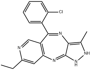 9-(2-Chloro-phenyl)-6-ethyl-1-Methyl-2,4-dihydro-2,3,4,7,10-pentaaza-benzo[f]azulene Struktur