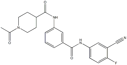 1-acetyl-N-(3-((3-cyano-4-fluorophenyl)carbaMoyl)phenyl)piperidine-4-carboxaMide Struktur