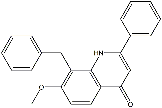 8-benzyl-7-Methoxy-2-phenylquinolin-4(1H)-one Struktur