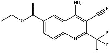 4-aMino-6-(1-ethoxyvinyl)-2-(trifluoroMethyl)quinoline-3-carbonitrile Struktur