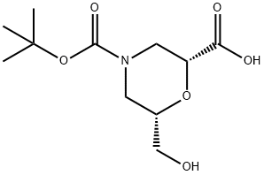 (2R,6S)-4-(tert-butoxycarbonyl)-6-(hydroxyMethyl)Morpholine-2-carboxylic acid Struktur