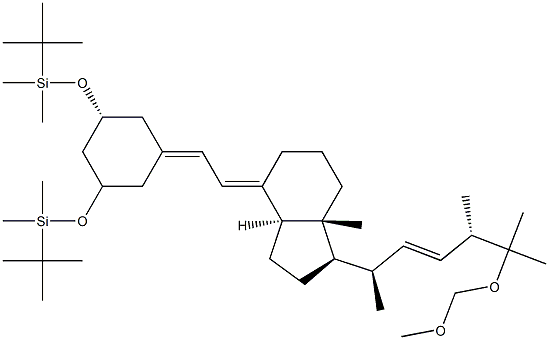 (((1R,3R)-5-((E)-2-((1R,3aS,7aR)-1-((2R,5S,E)-6-(MethoxyMethoxy)-5,6-diMethylhept-3-en-2-yl)-7a-Methylhexahydro-1H-inden-4(2H)-ylidene)ethylidene)cyclohexane-1,3-diyl)bis(oxy))bis(tert-butyldiMethylsilane) Struktur