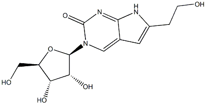 3-(beta-D-Ribofuranosyl)-6-(2-hydroxyethyl)-3,7-dihydropyrrolo[2,3-d]pyriMidin-2-one Struktur