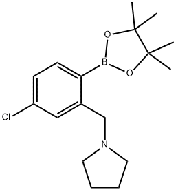 1-{[5-chloro-2-(tetramethyl-1,3,2-dioxaborolan-2-yl)phenyl]methyl}pyrrolidine Struktur