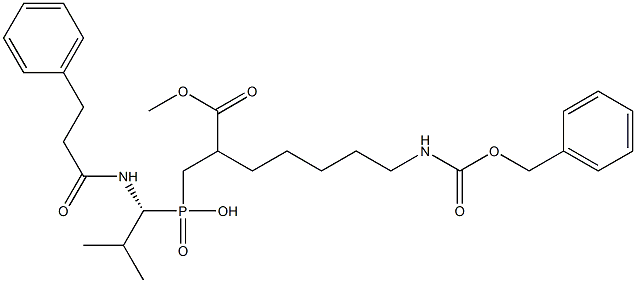 (7-(((benzyloxy)carbonyl)aMino)-2-(Methoxycarbonyl)heptyl)((R)-2-Methyl-1-(3-phenylpropanaMido)propyl)phosphinic acid Struktur