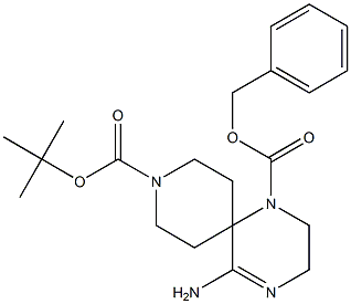 1-benzyl 9-tert-butyl 5-aMino-1,4,9-triazaspiro[5.5]undec-4-ene-1,9-dicarboxylate Struktur