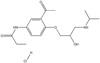 N-[3-Acetyl-4-[(2RS)-2-hydroxy-3-[(1-Methylethyl)aMino]-propoxy]phenyl]propanaMide Hydrochloride Struktur